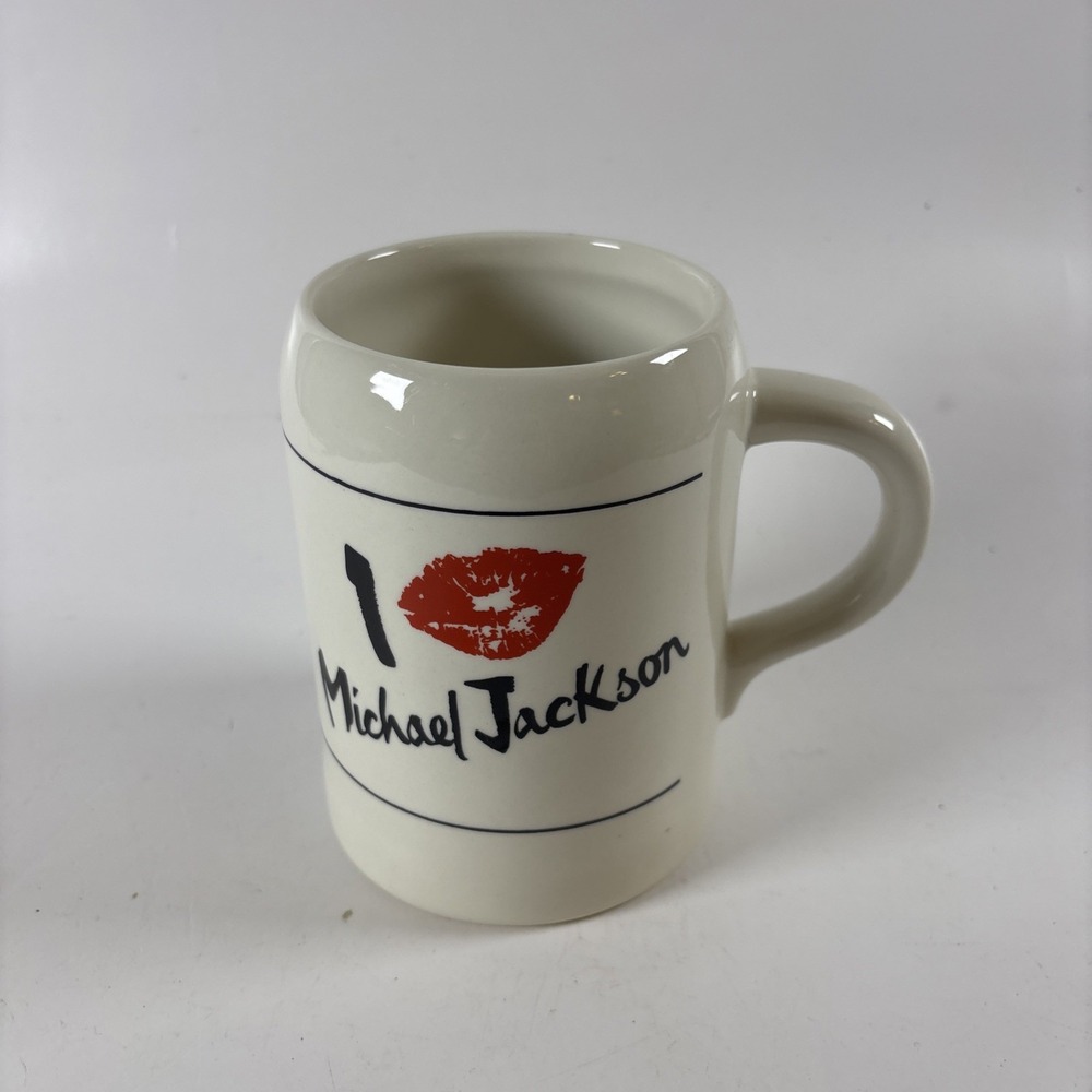 I Love Michael Jackson Coffee Mug Red Lips Graphic White Ceramic Pop